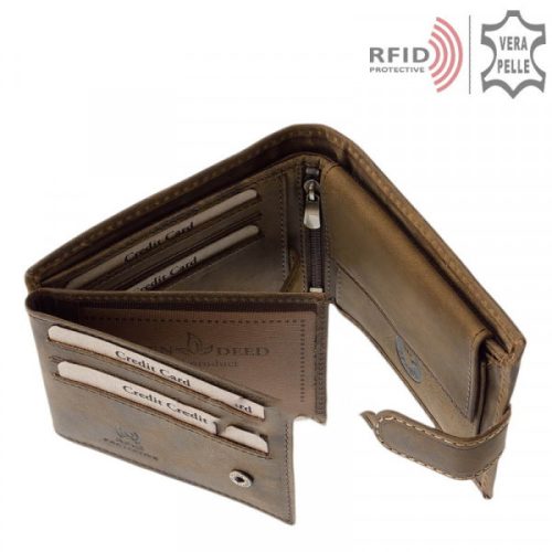Green Deed TMO1021/T barna bőr férfi Sportmotor minta pénztárca  
