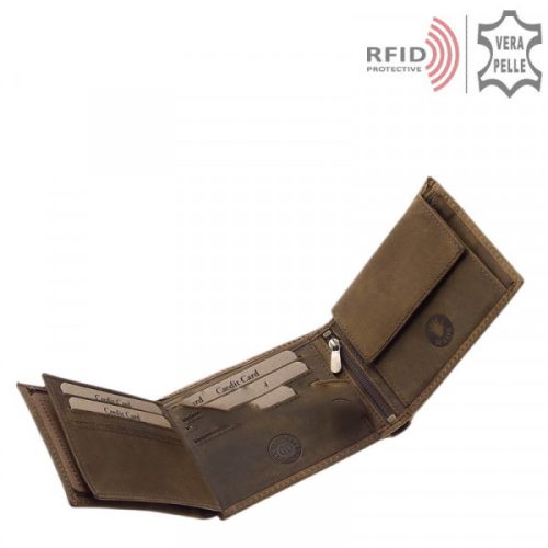 Green Deed TPO1021 barna bőr férfi Ponty minta pénztárca  