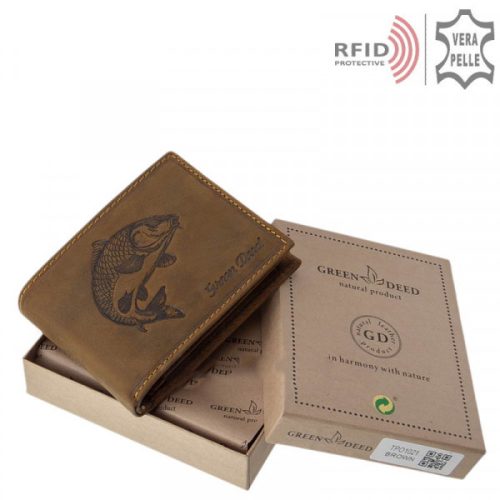 Green Deed TPO1021 barna bőr férfi Ponty minta pénztárca  