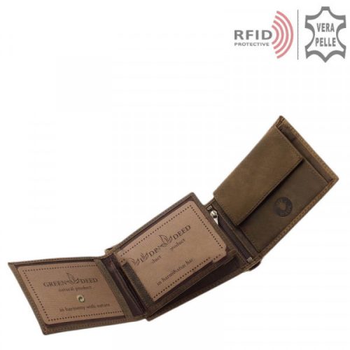 Green Deed AGA1021 barna bőr férfi Szarvas minta pénztárca  