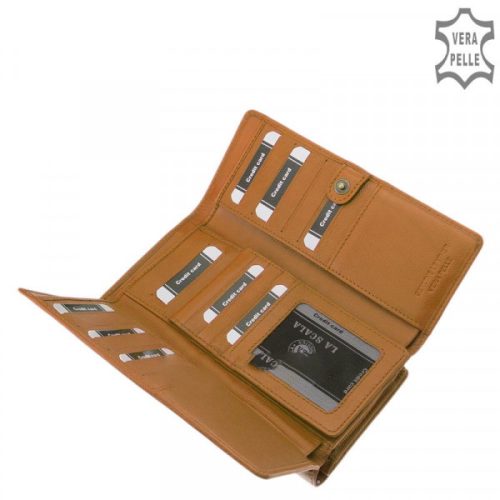 La Scala TGN452 mustár hátul kártyatartós bőr női pénztárca