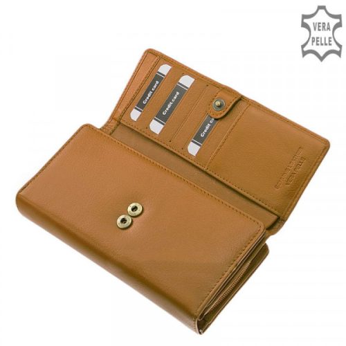 La Scala TGN452 mustár hátul kártyatartós bőr női pénztárca