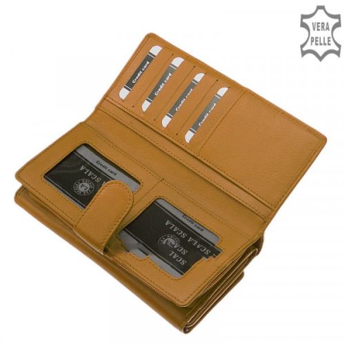 La Scala TGN452 mustár hátul kártyatartós bőr női pénztárca