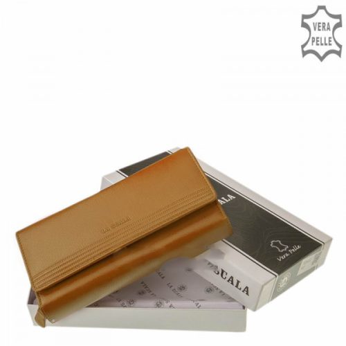 La Scala TGN452 mustár hátul kártyatartós bőr női pénztárca