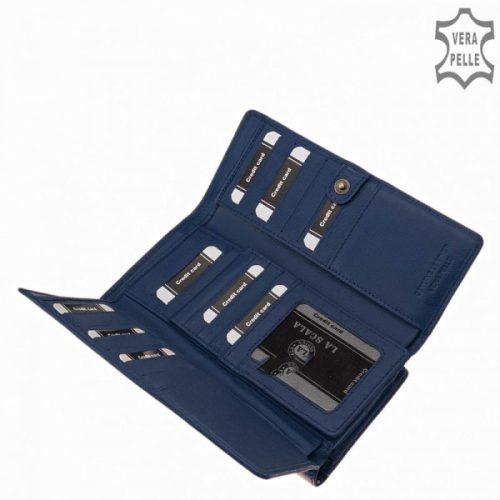 La Scala TGN452 kék hátul kártyatartós bőr női pénztárca