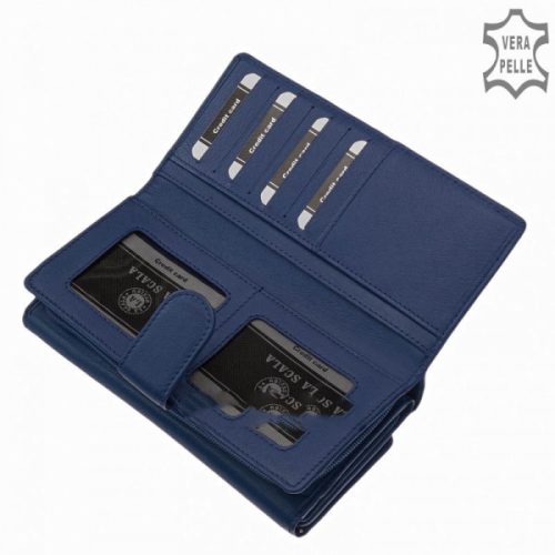 La Scala TGN452 kék hátul kártyatartós bőr női pénztárca