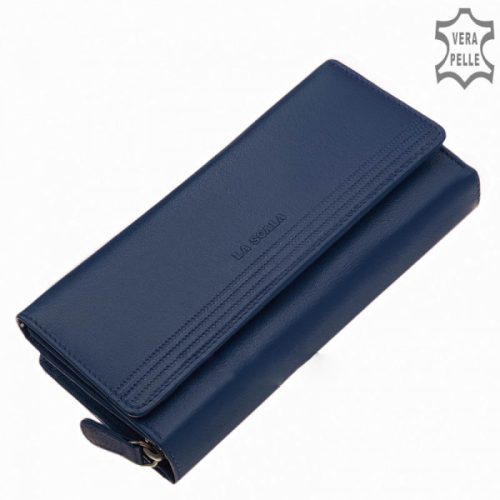 La Scala TGN452 kék hátul kártyatartós bőr női pénztárca