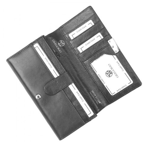 Gregorio GS-102 fekete elöl kártyatartós bőr női pénztárca