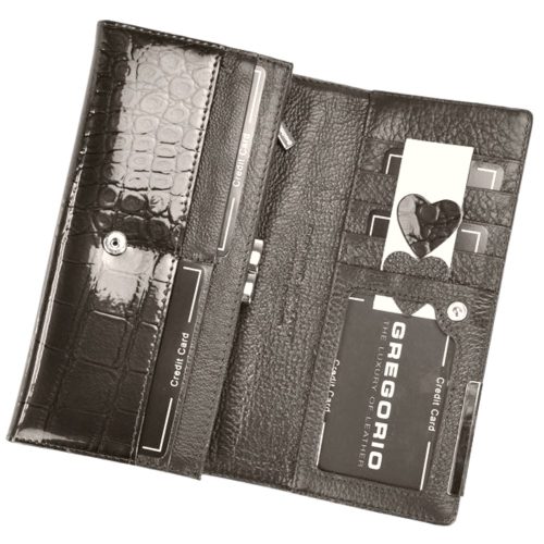 Gregorio BC-100 grey lakk bőr női pénztárca