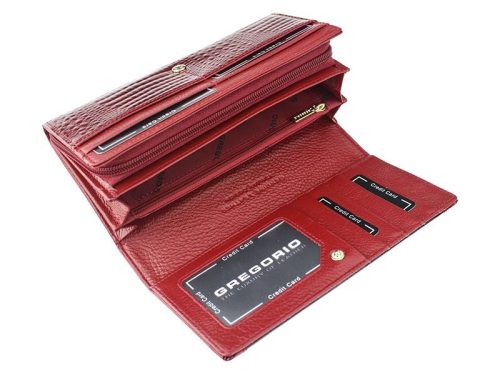 Gregorio GP-106 piros lakk bőr női pénztárca 