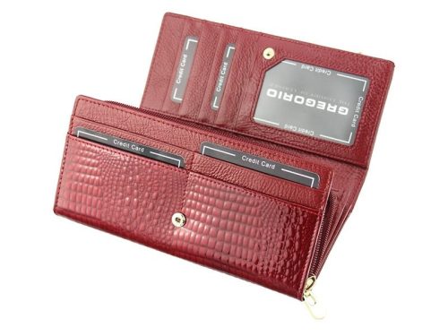 Gregorio GP-106 piros lakk bőr női pénztárca 