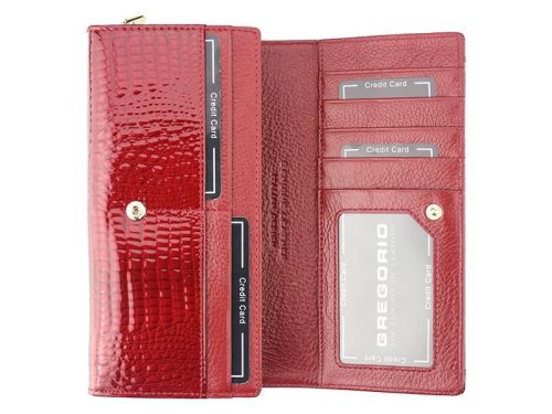 Gregorio GP-106 piros lakk bőr női pénztárca 