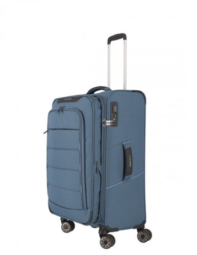 Travelite Skaii M kék 4 kerekű bővíthető közepes méretű bőrönd 