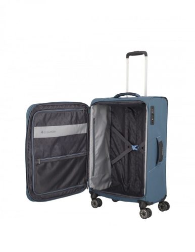 Travelite Skaii M kék 4 kerekű bővíthető közepes méretű bőrönd 