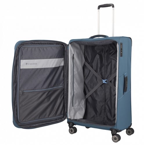 Travelite Skaii L kék 4 kerekű bővíthető nagy méretű bőrönd 