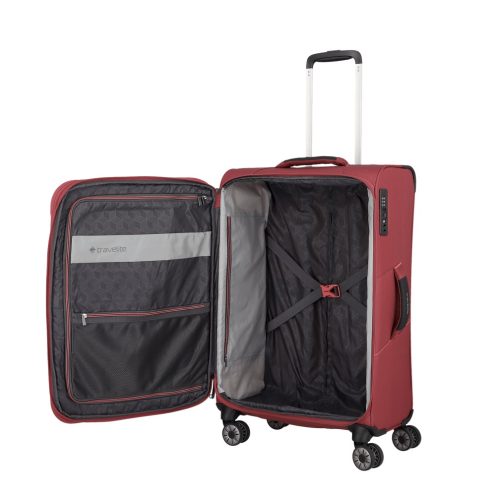 Travelite Skaii M piros 4 kerekű kabin méretű bőrönd 
