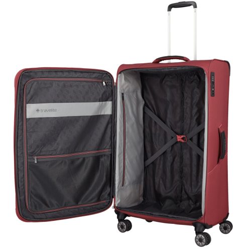 Travelite Skaii L piros 4 kerekű bővíthető nagy méretű bőrönd 