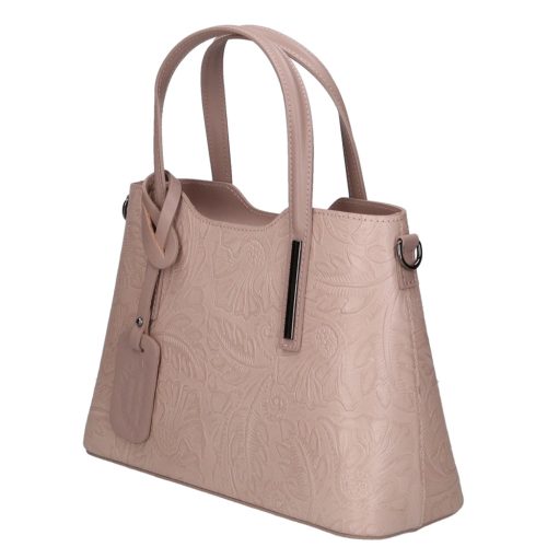 Olasz bőr 5136 púder virágos női kézitáska