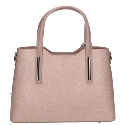 Olasz bőr 5136 púder virágos női kézitáska