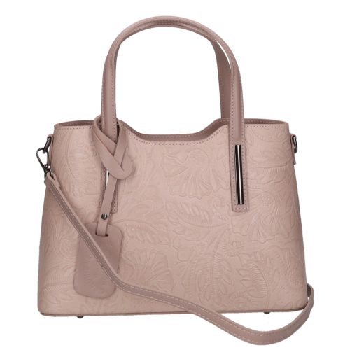 Olasz bőr 5136 púder virágos női kézitáska