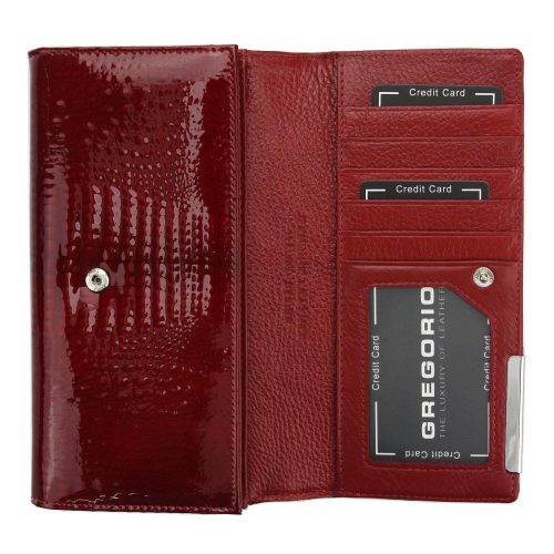 Gregorio GF-121 piros hátul kártyatartós lakk bőr női pénztárca