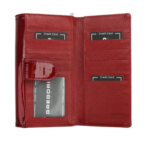 Gregorio GF-121 piros hátul kártyatartós lakk bőr női pénztárca
