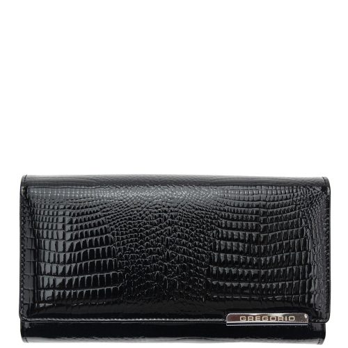 Gregorio GF-121 fekete hátul kártyatartós lakk bőr női pénztárca