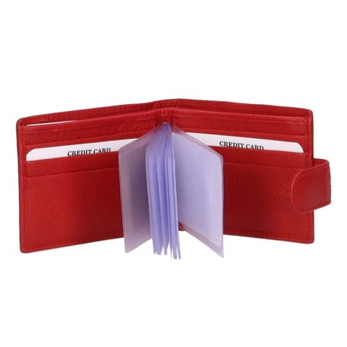 86682 piros bőr női kártyatartó és pénztárca