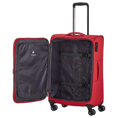 Travelite 80048-10 Chios M piros 4 kerekű bővíthető közepes méretű bőrönd 