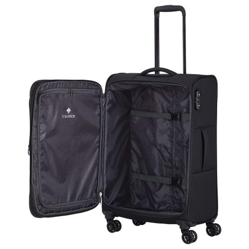 Travelite 80048-01 Chios M fekete 4 kerekű közepes méretű bőrönd 