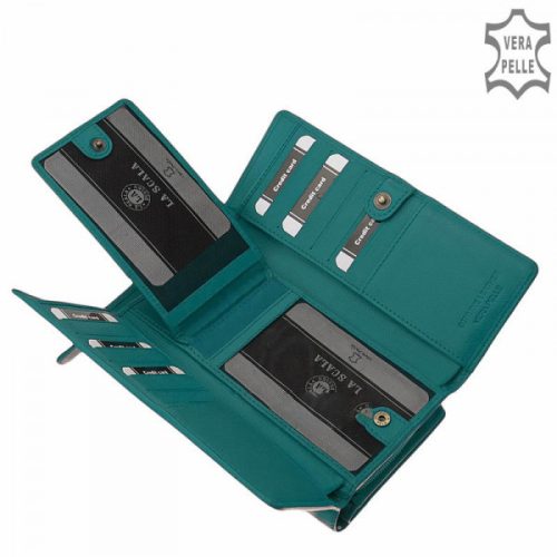 La Scala TGN452 türkizkék hátul kártyatartós bőr női pénztárca