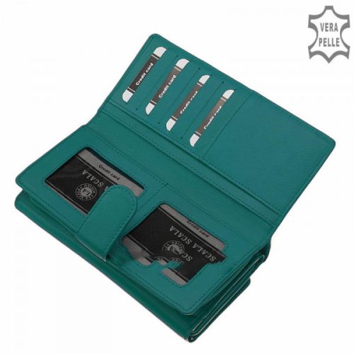 La Scala TGN452 türkizkék hátul kártyatartós bőr női pénztárca