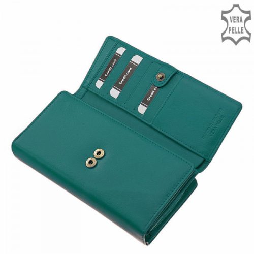 La Scala TGN452 türkizkék hátul kártyatartós bőr női pénztárca