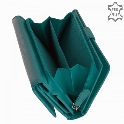 La Scala TGN452 türkizkék hátul kártyatartós bőr női pénztárca