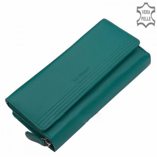 La Scala TGN452 türkizkék hátul kártyatartós bőr női pénztárca