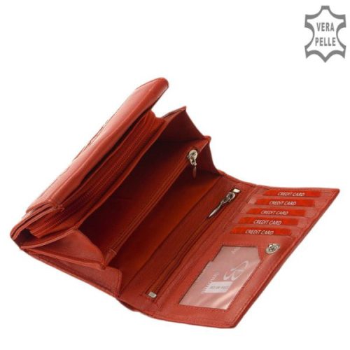 Sylvia Belmonte RO-06 piros rózsás bőr női pénztárca