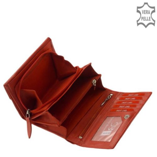 Sylvia Belmonte RO-06 piros rózsás bőr női pénztárca