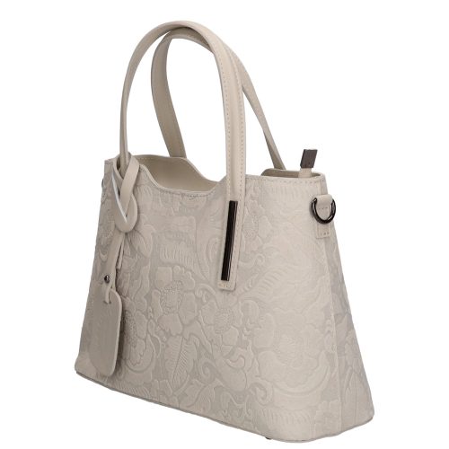 Olasz bőr 5136 bézs virágos táska