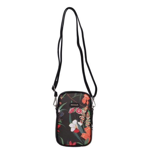 David Jones CM6685 fekete virágos női kicsi oldaltáska