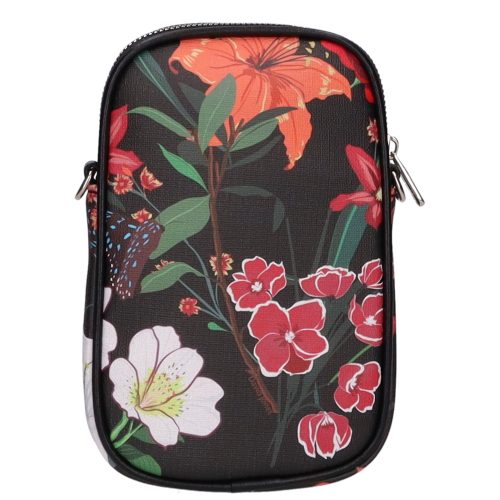 David Jones CM6685 fekete virágos női kicsi oldaltáska