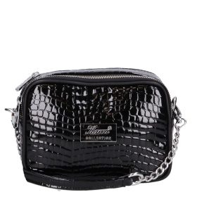 Karen 1548 bis fekete lakk rostbőr női oldaltáska