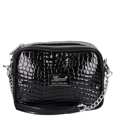 Karen 1548 bis fekete lakk rostbőr női oldaltáska