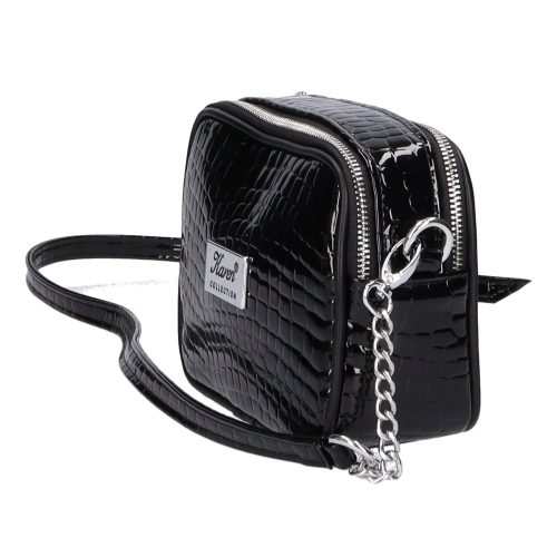 Karen 1548 bis fekete lakk rostbőr női oldaltáska