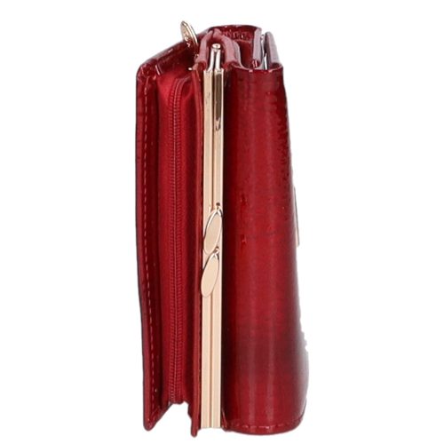 Kroko Mander J11-009 piros lakk bőr keretes kicsi pénztárca