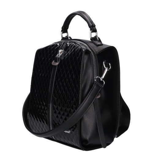 Karen D 408 fekete lakk steppelt hátizsák 