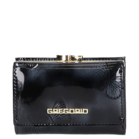 Gregorio BT-117 fekete lakk bőr kicsi pénztárca