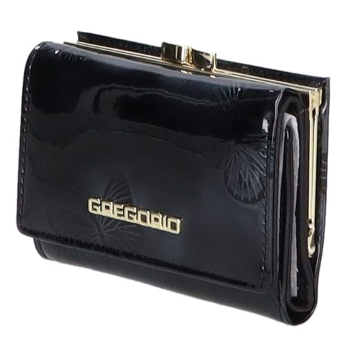 Gregorio BT-117 fekete lakk bőr kicsi pénztárca