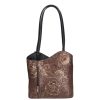 Olasz bőr 238 barna arany virágos táska