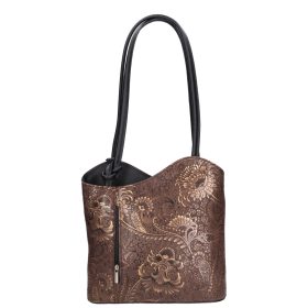Olasz bőr 238 barna arany virágos táska