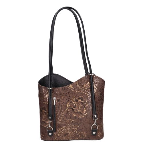 Olasz bőr 238 barna arany virágos táska